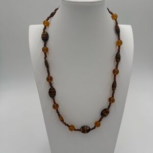 Amber Style and Black Design Long Beaded Necklace